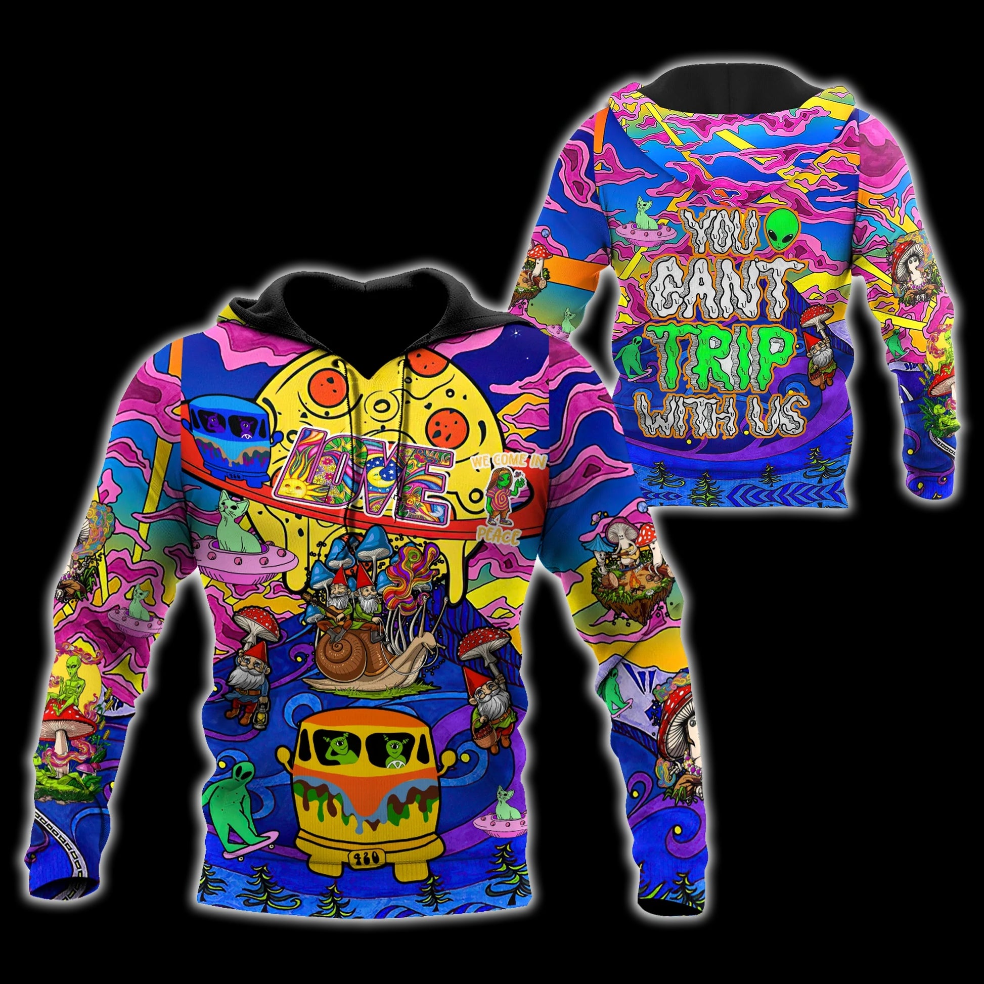 Trip To Galaxy Alien Hippie Guys Hoodie