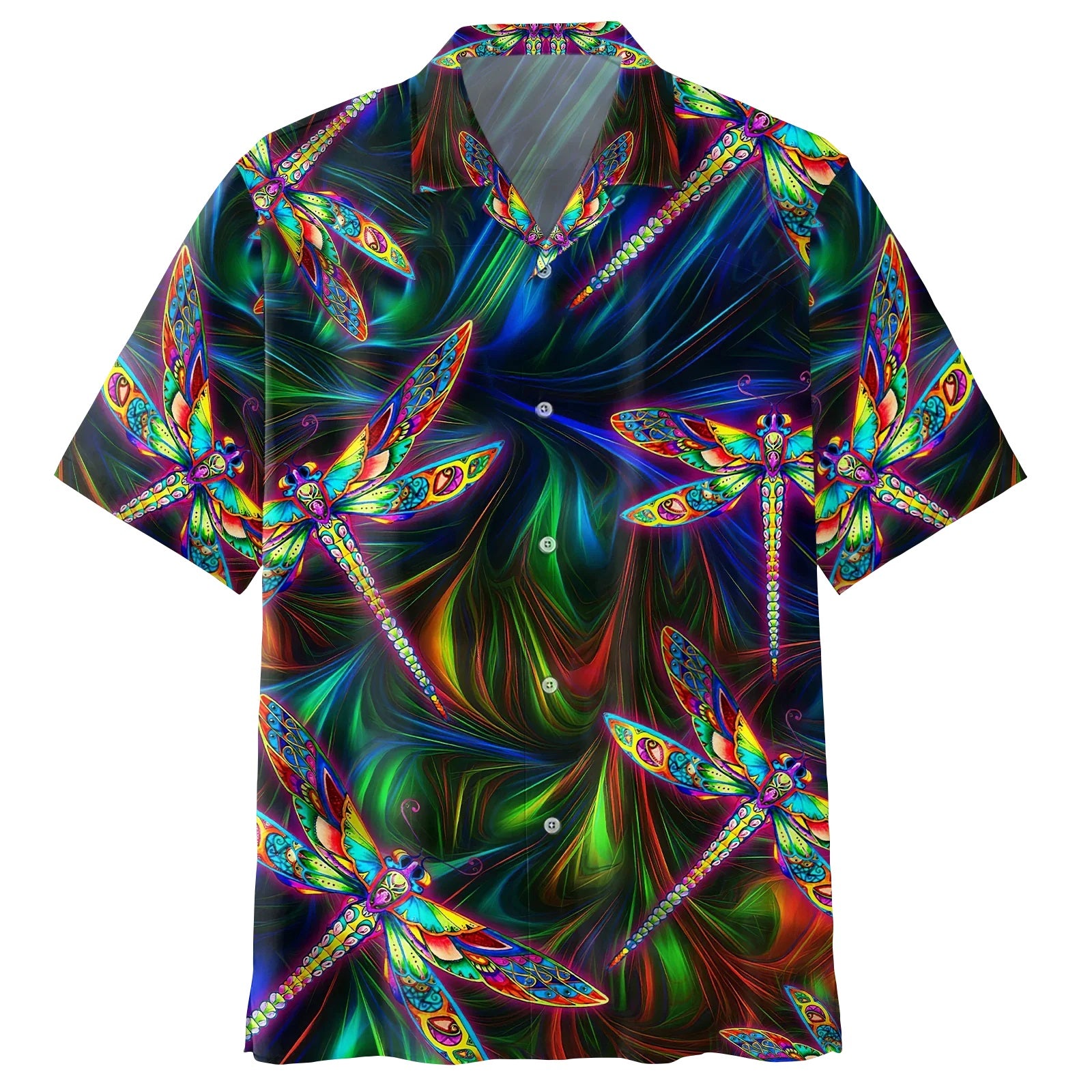 Trippy Colorful Dragonfly Psychedelic Hippie Hawaiian Shirt