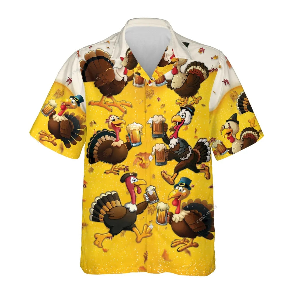 Turkeys Beer Thanksgiving Hawaiian Shirt