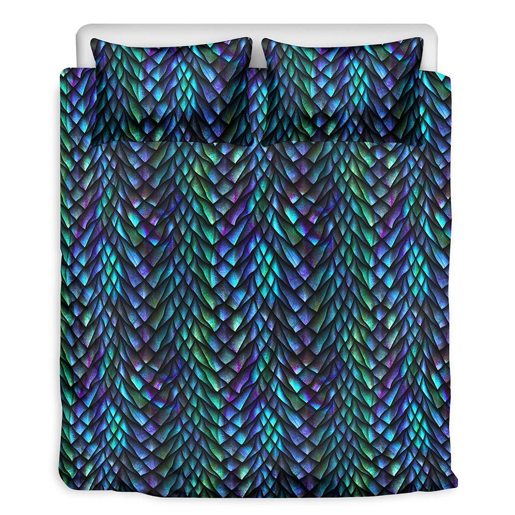Turquoise Dragon Scale Bedding Set