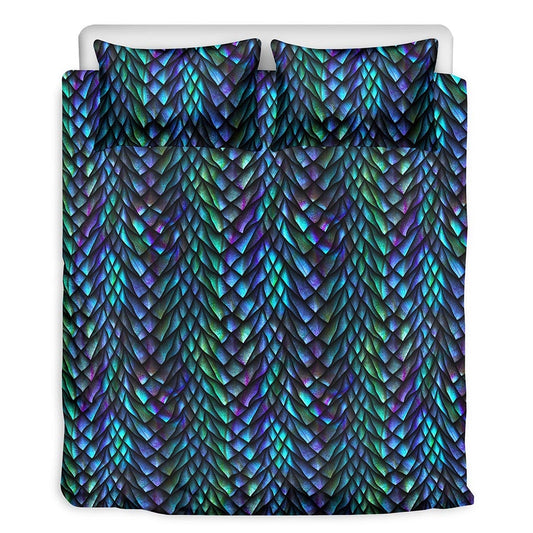 Turquoise Dragon Scale Bedding Set