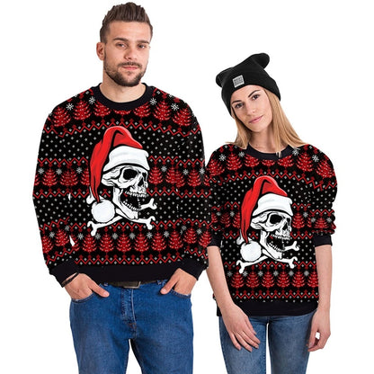 Skull Christmas Couple His Her Ugly Sweaters