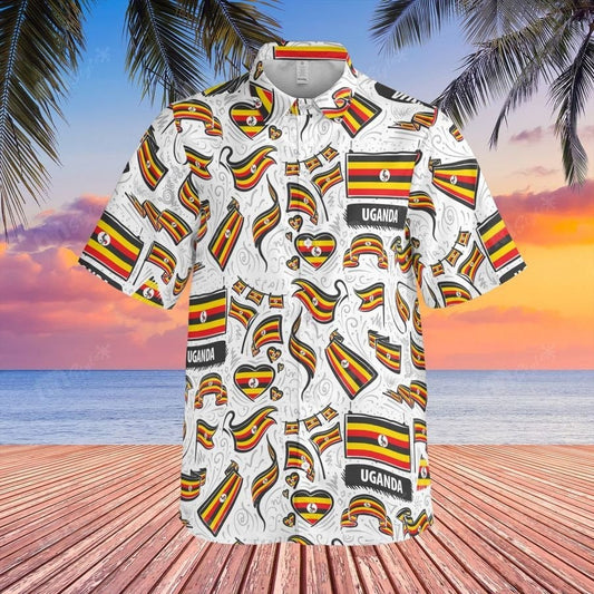 Uganda Flag Pattern Hawaii Shirt