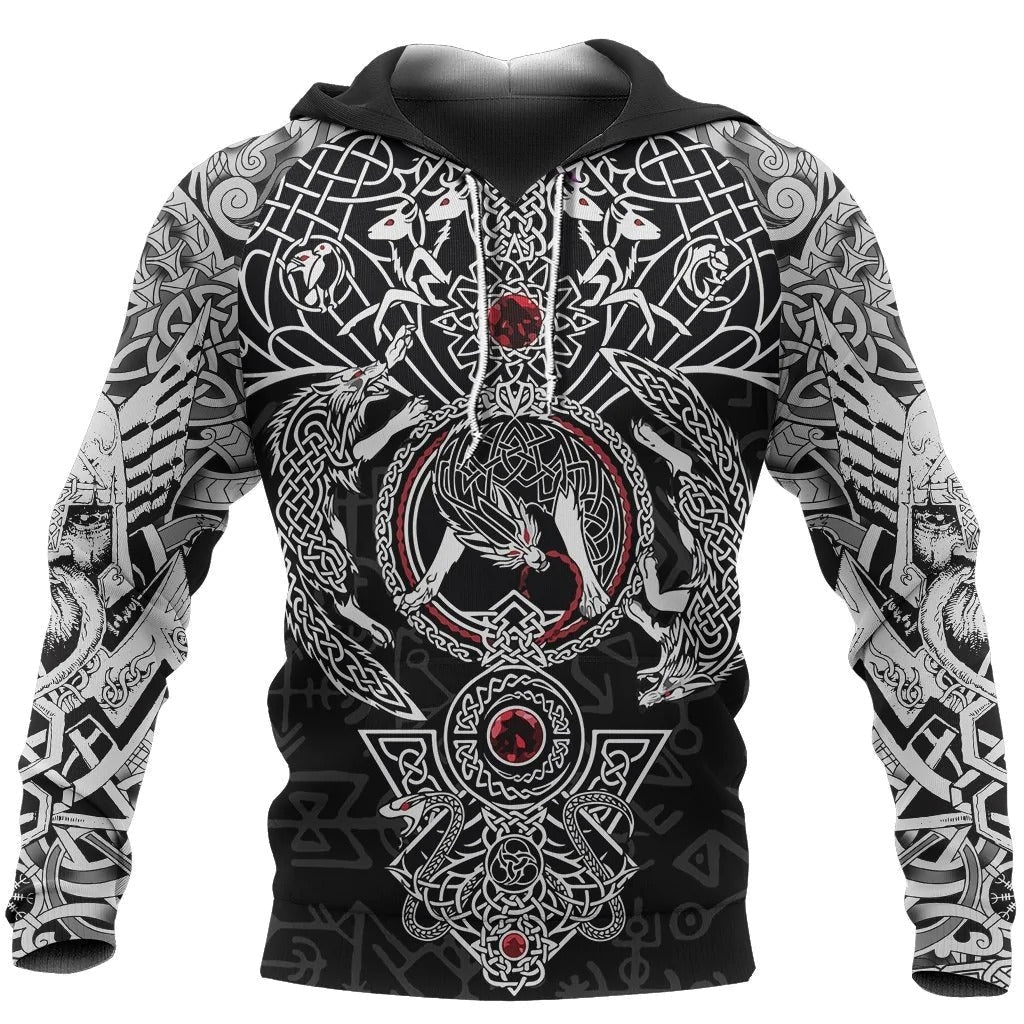 Vikings Fenrir Skoll And Hati Valknut Hoodie