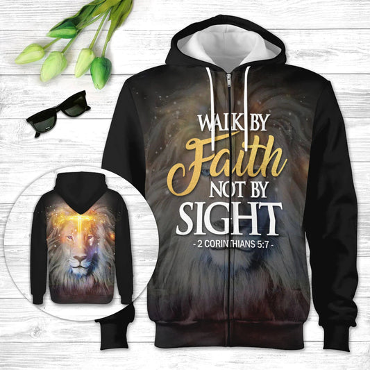 Walk By Faith Not By Sight Lion Christian Jesus Hoodie