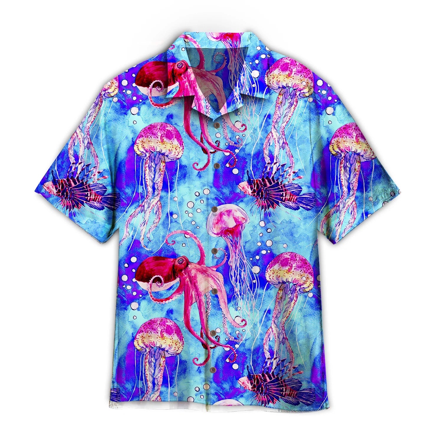Watercolor Octopus and Jellyfish Hawaiian Shirt