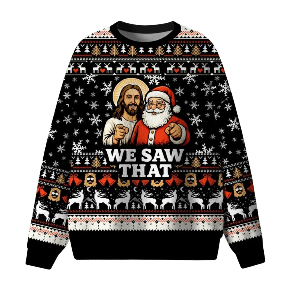 We Saw That Jesus Santa Ugly Christmas Sweater