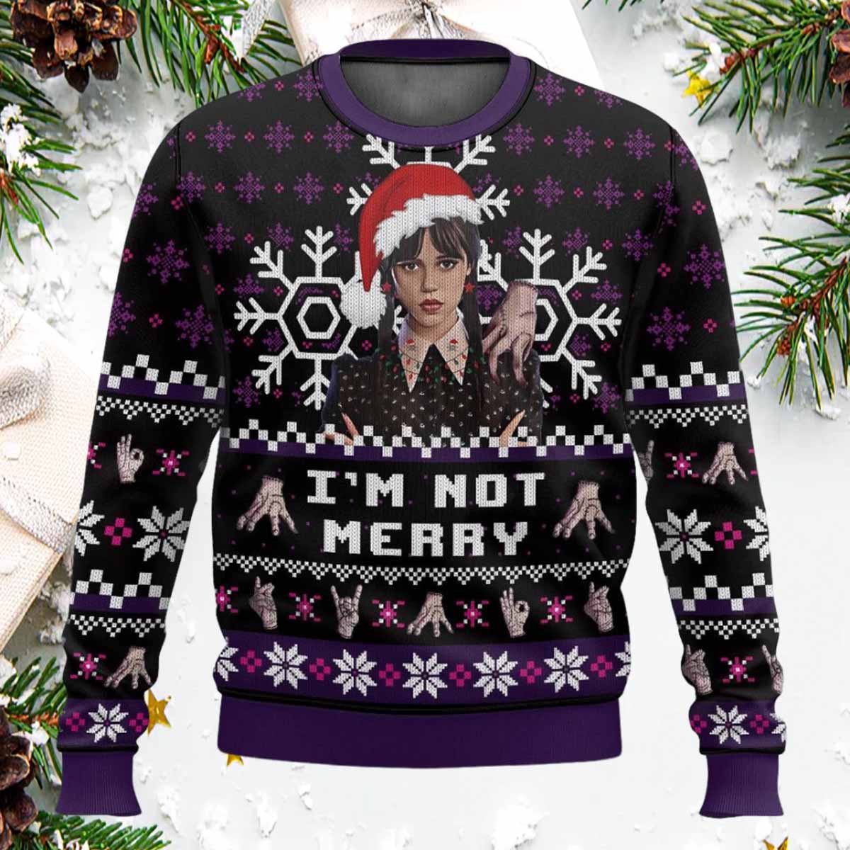 Wednesday Addams Im Not Merry Ugly Christmas Sweater