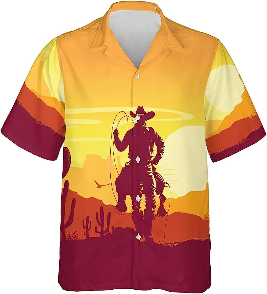 Western Cowboy Ride Horse Hawaiian Shirt