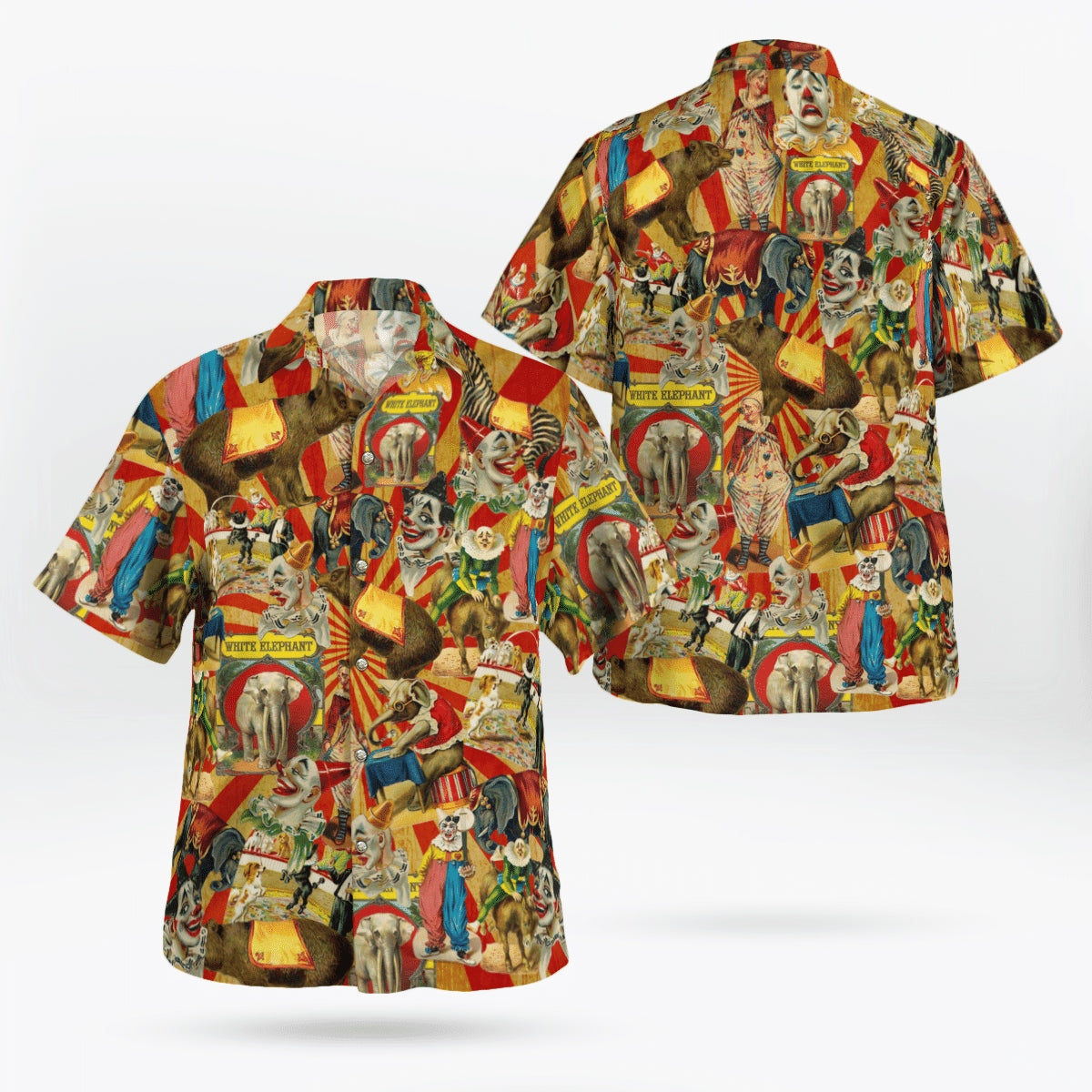 White Elephant Circus Clowns Hawaiian Shirt