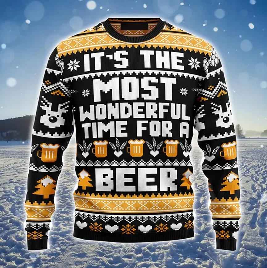 Wonderful Time To Beer Ugly Christmas Sweater