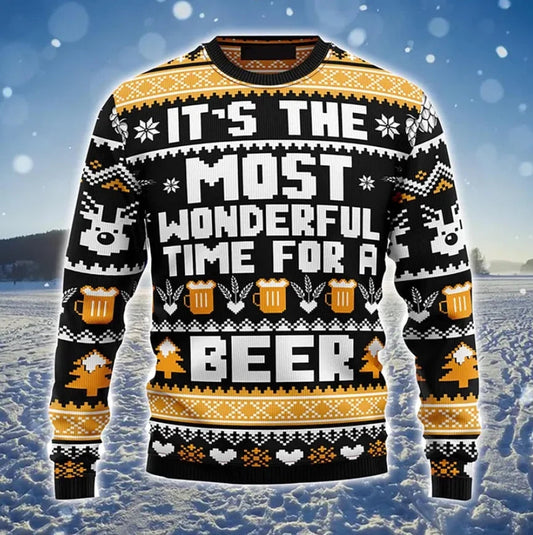 Wonderful Time To Beer Ugly Christmas Sweater