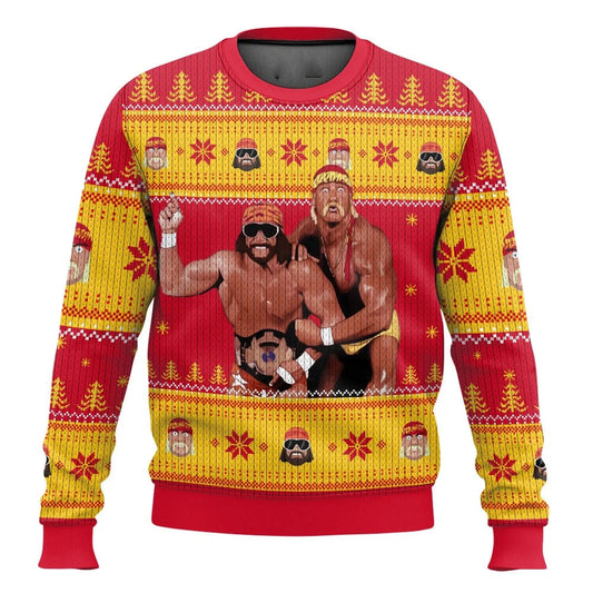 Wrestlers Macho Man and Hulk Hogan Ugly Christmas Sweater