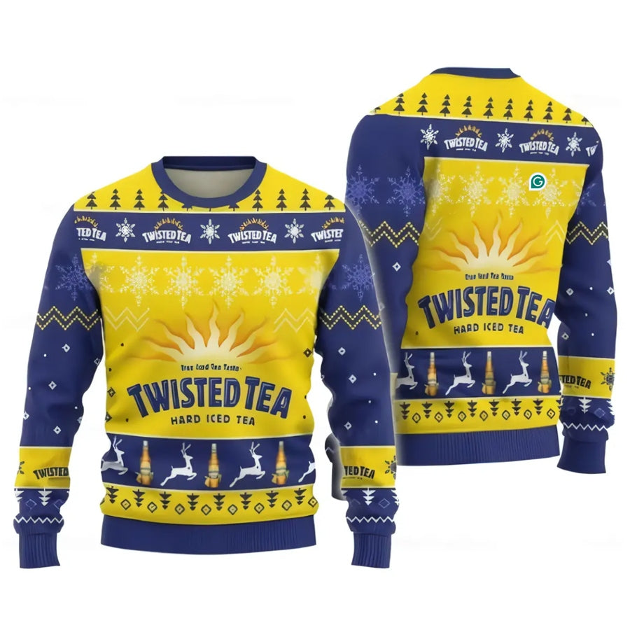 Yellow Twisted Tea Ugly Christmas Sweater