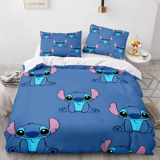 Blue Stitch Pattern Bedding Set