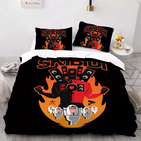 Skibidi Toilet Cameraman Bedding Set with Pillowcases