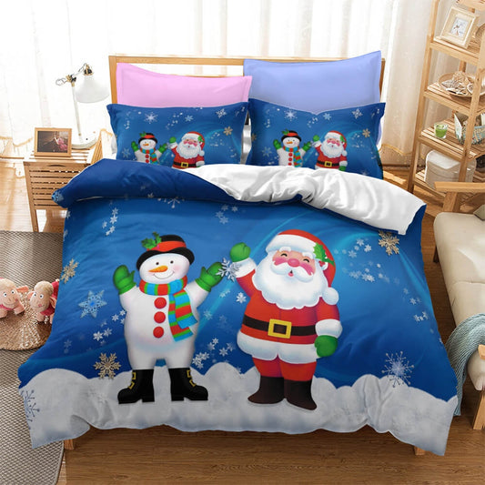 Christmas Santa Claus Snowman Bedding Set