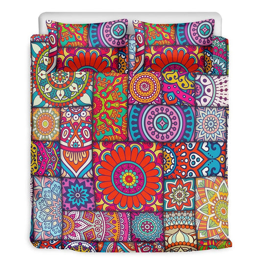 Square Patchwork Bohemian Bedding Set