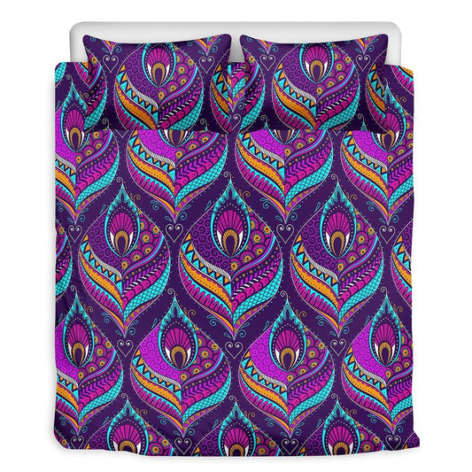 Purple Peacock Bohemian Bedding Set