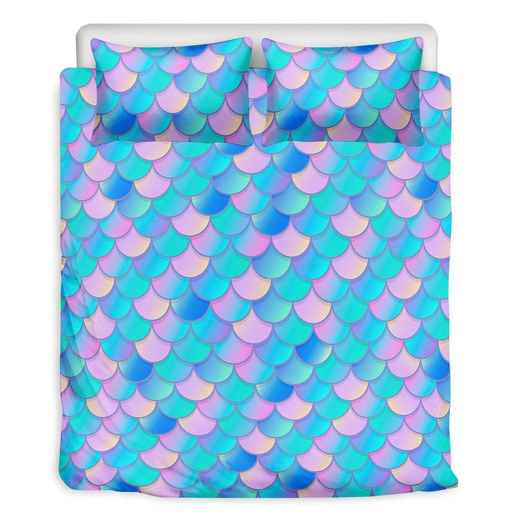 Pink Teal Mermaid Scales Bedding Set