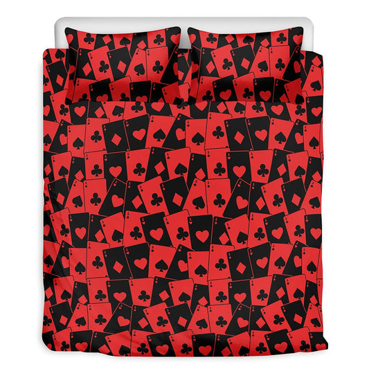 Black Red Casino Card Bedding Set