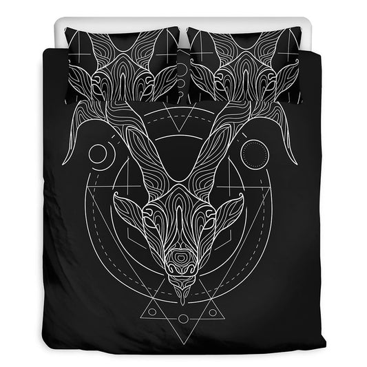 Black White Capricorn Sign Bedding Set