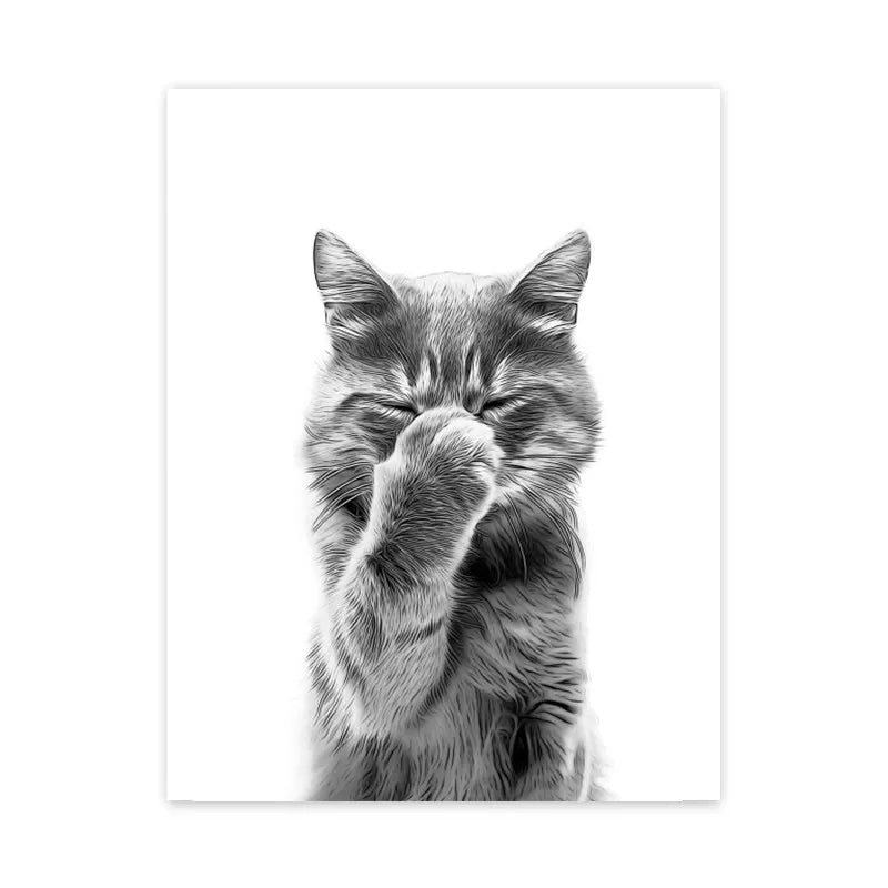 Funny Cat Poster Canvas for Bathroom