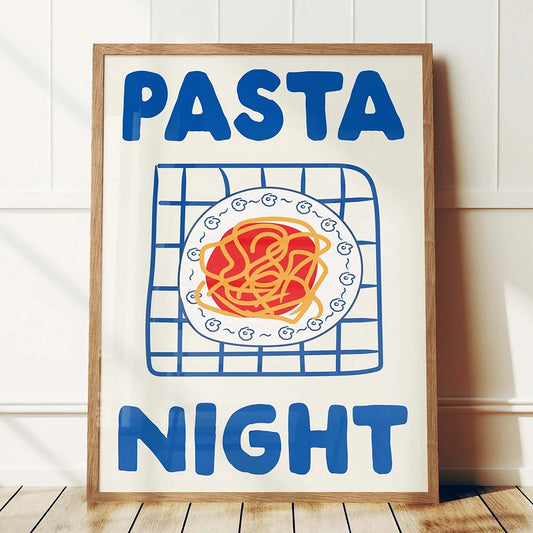 Pasta Night Poster Canvas Wall Art