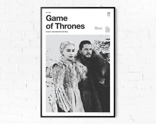 2011 Game Of Thrones Black & White Poster Canvas