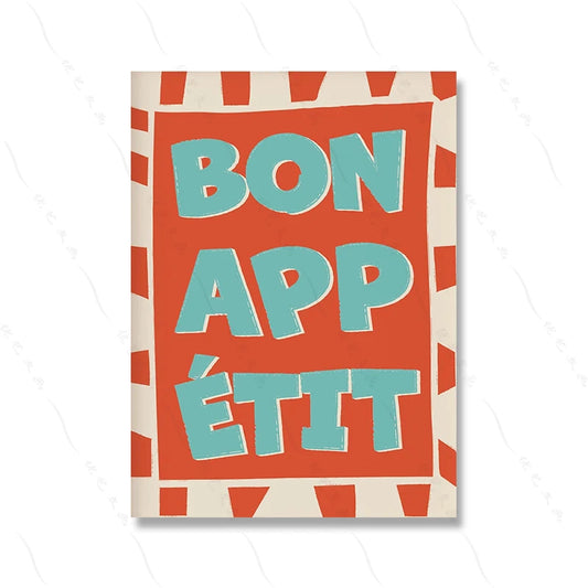 Bon Appétit Poster Canvas For Kitchen