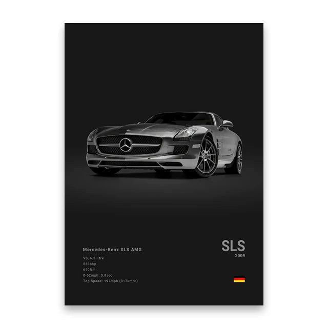 Mercedes SLS AMG Poster Canvas Wall Art