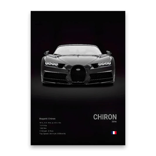 Bugatti Chiron Poster Canvas Wall Art