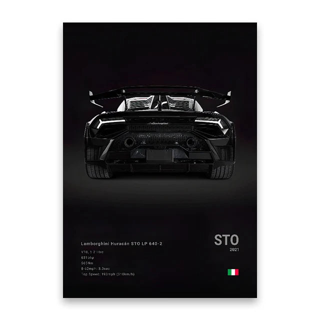 Lamborghini Huracan STO Poster Canvas Wall Art