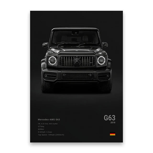 Mercedes AMG G63 Poster Canvas Wall Art