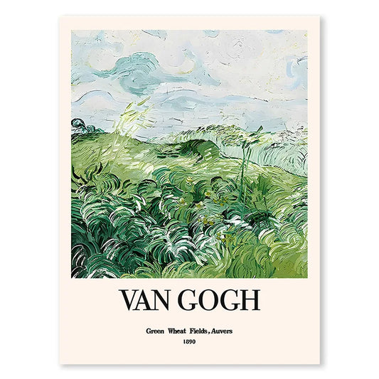 Green Wheat Fields Van Gogh Poster Canvas Print