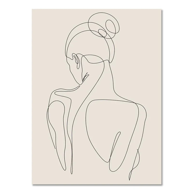 Line Art Woman Wall Art Poster Canvas for Living Room