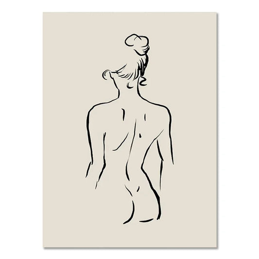 Line Art Woman Wall Art Poster Canvas for Living Room