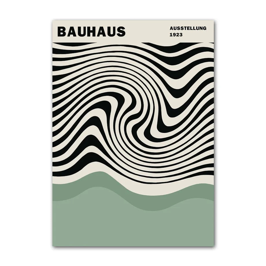 Bauhaus Zebra Green Poster Canvas Wall Art