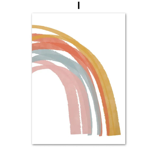 Rainbow Line Art Poster Canvas For Nursery Baby Room