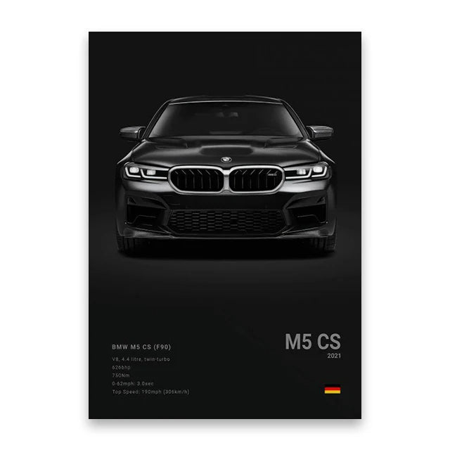 BMW M5 CS Poster Canvas Wall Art