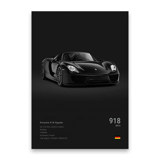 Porsche 918 Poster Canvas Wall Art