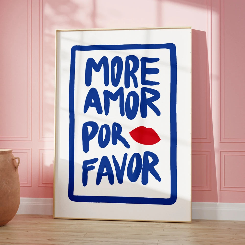 More Amor Por Favor Quote Poster Canvas Wall Art