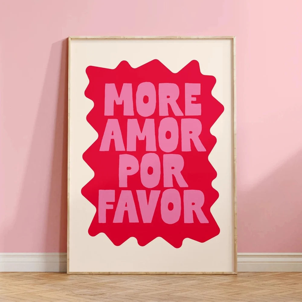 More Amor Por Favor Quote Poster Canvas Wall Art