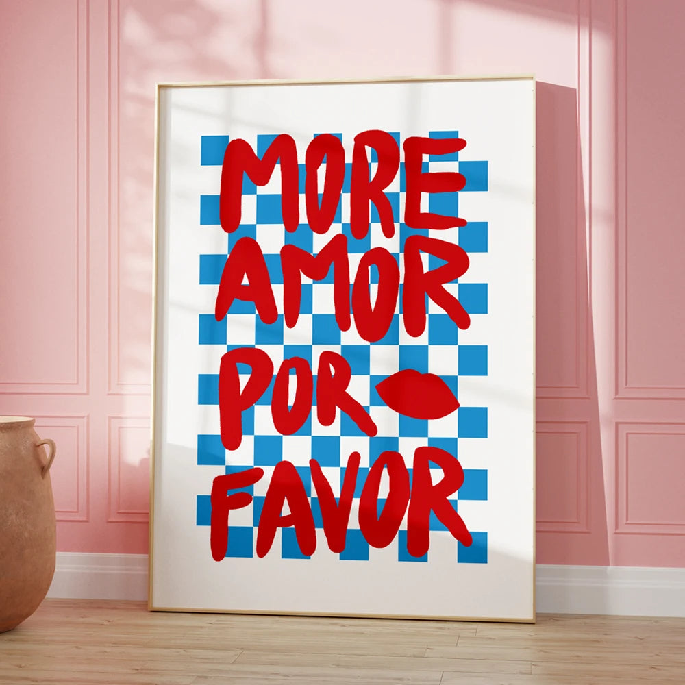 More Amor Por Favor Quote Poster Canvas Wall Art