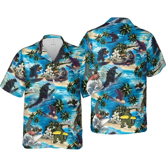 Godzilla Surfing Summer Vibes Hawaiian Shirt