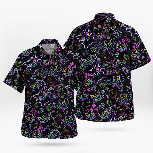 Pokemon Gengar Hawaiian Shirt, Neon Style