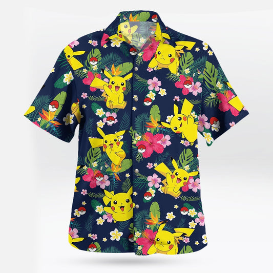 Pikachu Floral Pattern Hawaiian Shirt