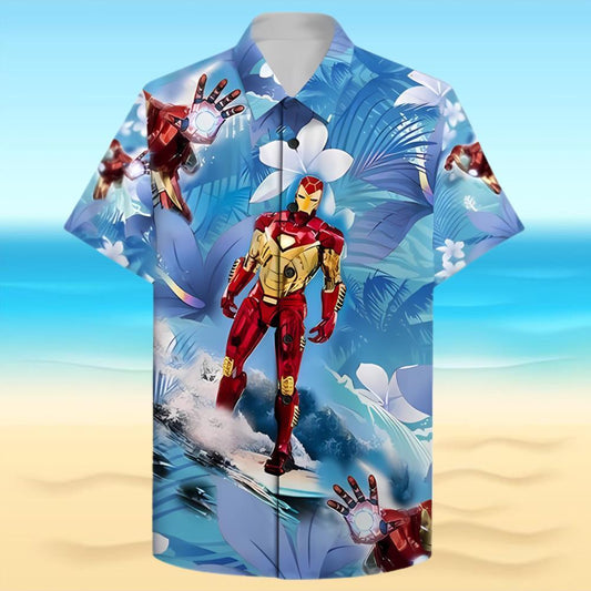 Iron Man Surfing Hawaiian Shirt
