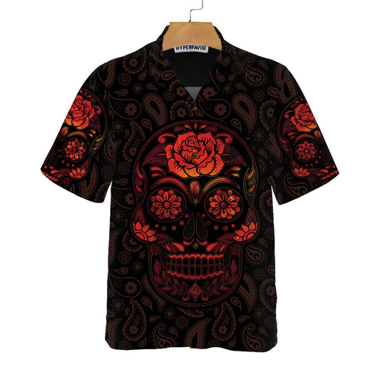 Red Mexican Sugar Skull Hawaiian Shirt