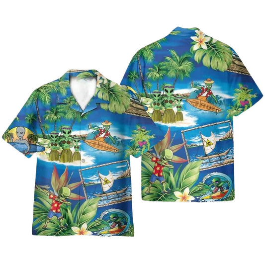 Alien Hawaiian Shirt, Dancing On The Beach
